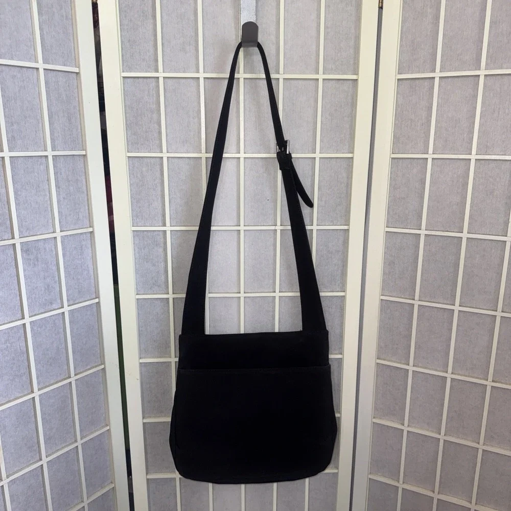HOBO International Black Nylon Crossbody Messenger Bag Travel Purse Organizer